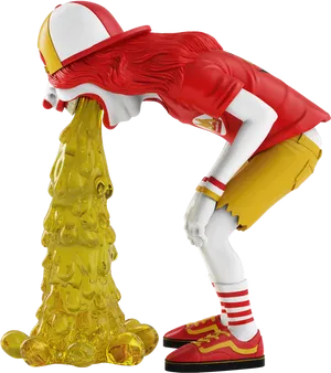 Fast Food Character Vomiting PNG Image