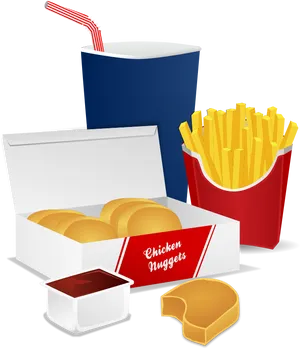 Fast Food Combo Illustration PNG Image