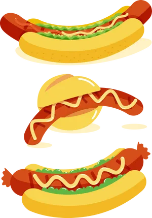 Fast Food Hot Dogsand Burger Illustration PNG Image