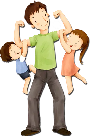 Father Playing With Children PNG Image