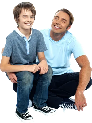 Fatherand Son Smiling Together PNG Image