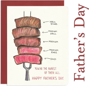 Fathers Day Steak Doneness Card PNG Image