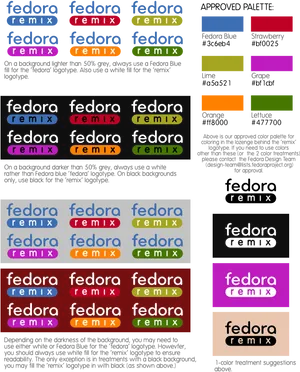 Fedora Remix Logo Variationsand Color Palette PNG Image