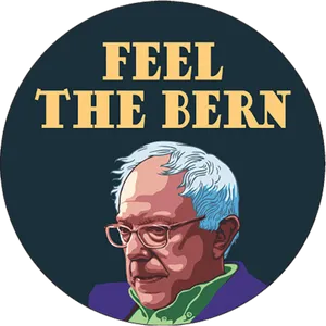 Feel The Bern Campaign Button PNG Image