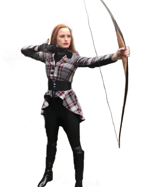 Female Archer Readyto Shoot PNG Image