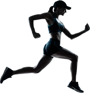 Female Athlete Running Silhouette PNG Image