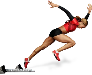 Female Athlete Sprinting Start PNG Image