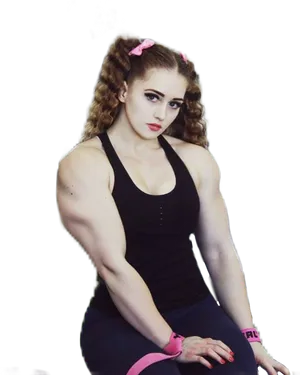 Female Bodybuilderin Workout Gear PNG Image