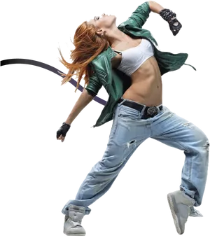 Female Breakdancerin Action.png PNG Image