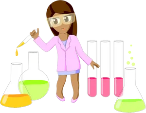 Female Chemist Conducting Experiment PNG Image