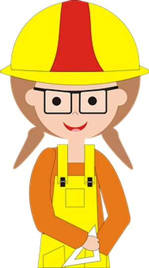 Female Construction Worker Cartoon Character PNG Image