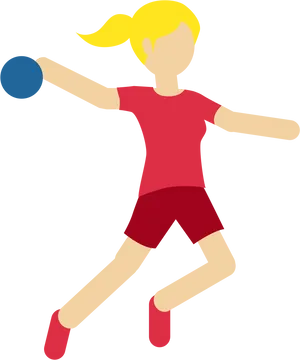 Female Handball Player Vector PNG Image