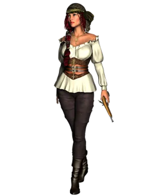 Female Pirate Character3 D Model PNG Image