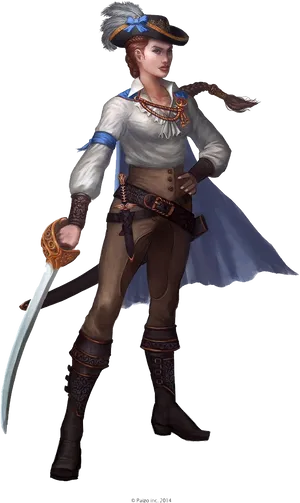 Female Pirate Costume Artwork PNG Image