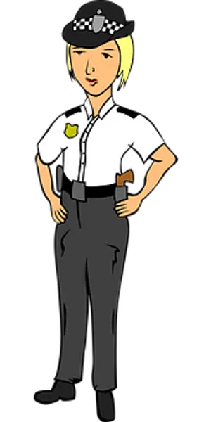 Female Police Officer Cartoon Illustration PNG Image