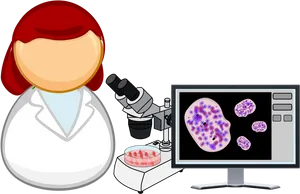 Female Scientist Analyzing Cells PNG Image