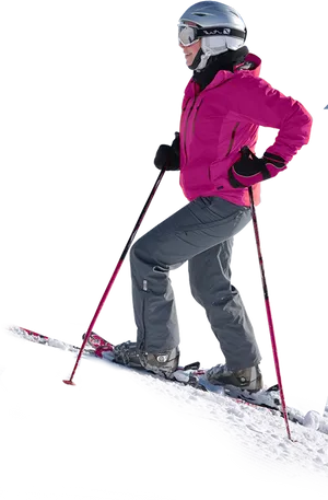 Female Skierin Pink Jacket PNG Image