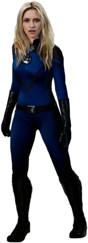 Female Superheroin Blue Costume PNG Image