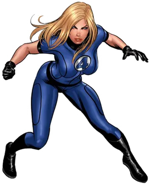 Female Superheroin Blue Costume PNG Image