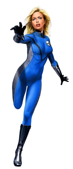 Female Superheroin Blue Costume PNG Image