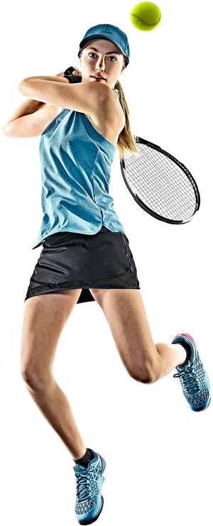 Female Tennis Player Backhand Shot PNG Image