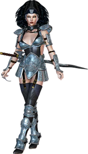 Female Warriorin Armor PNG Image