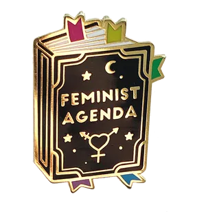 Feminist Agenda Book Enamel Pin PNG Image