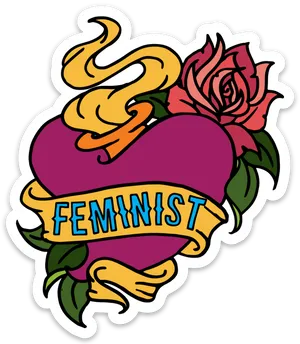 Feminist Heart Tattoo Design PNG Image