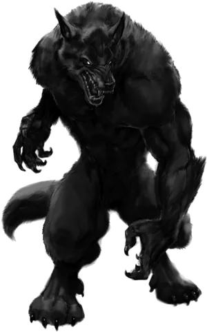 Ferocious Black Werewolf Art PNG Image