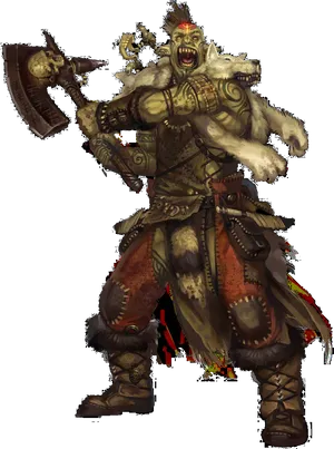 Ferocious Orc Warrior PNG Image