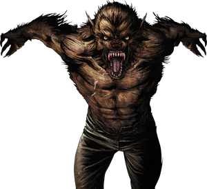 Ferocious Werewolf Artwork PNG Image