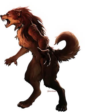 Ferocious Werewolf Artwork PNG Image