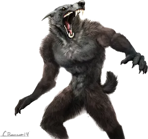 Ferocious Werewolf Artwork PNG Image