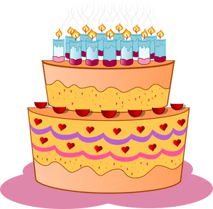 Festive Birthday Cake Illustration PNG Image