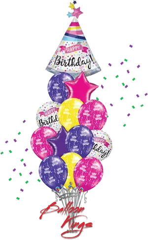 Festive Birthday Hatand Balloons PNG Image