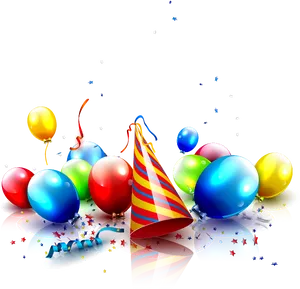 Festive Birthday Party Hatsand Balloons PNG Image