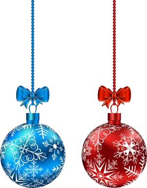 Festive Christmas Ballswith Bows PNG Image