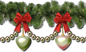 Festive Christmas Borderwith Red Bows PNG Image