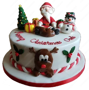 Festive Christmas Cakewith Santaand Reindeer PNG Image