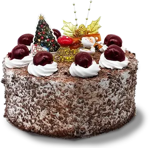 Festive Christmas Chocolate Cake PNG Image