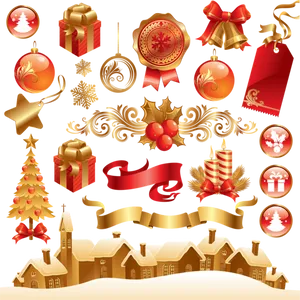 Festive Christmas Decoration Collection PNG Image