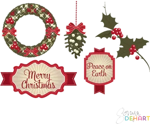 Festive Christmas Decorations Clipart PNG Image