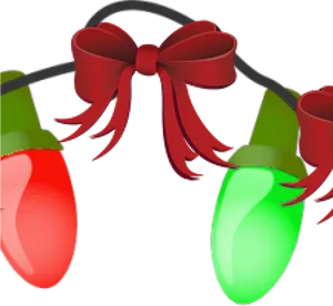 Festive Christmas Lights Bow Illustration PNG Image