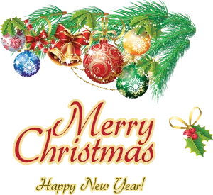 Festive Christmas New Year Greeting PNG Image