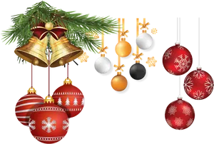 Festive Christmas Ornamentsand Bells PNG Image