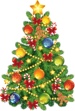 Festive Christmas Tree Decoration PNG Image