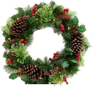 Festive Christmas Wreath PNG Image