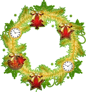 Festive Christmas Wreath Decoration PNG Image