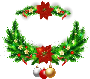 Festive Christmas Wreath Decoration.png PNG Image