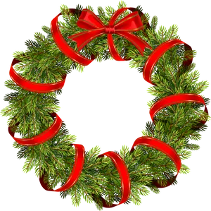 Festive Christmas Wreathwith Red Ribbon PNG Image